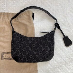 SOLD Gucci Black Horsebit GG Supreme Shoulder Bag